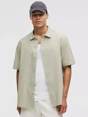 Lululemon Lululinen Stone Wash Green Shirt Button Down Size XL